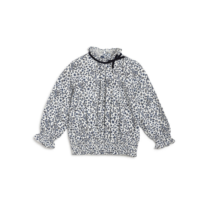 Girls Blue Floral Printed Top image number 0